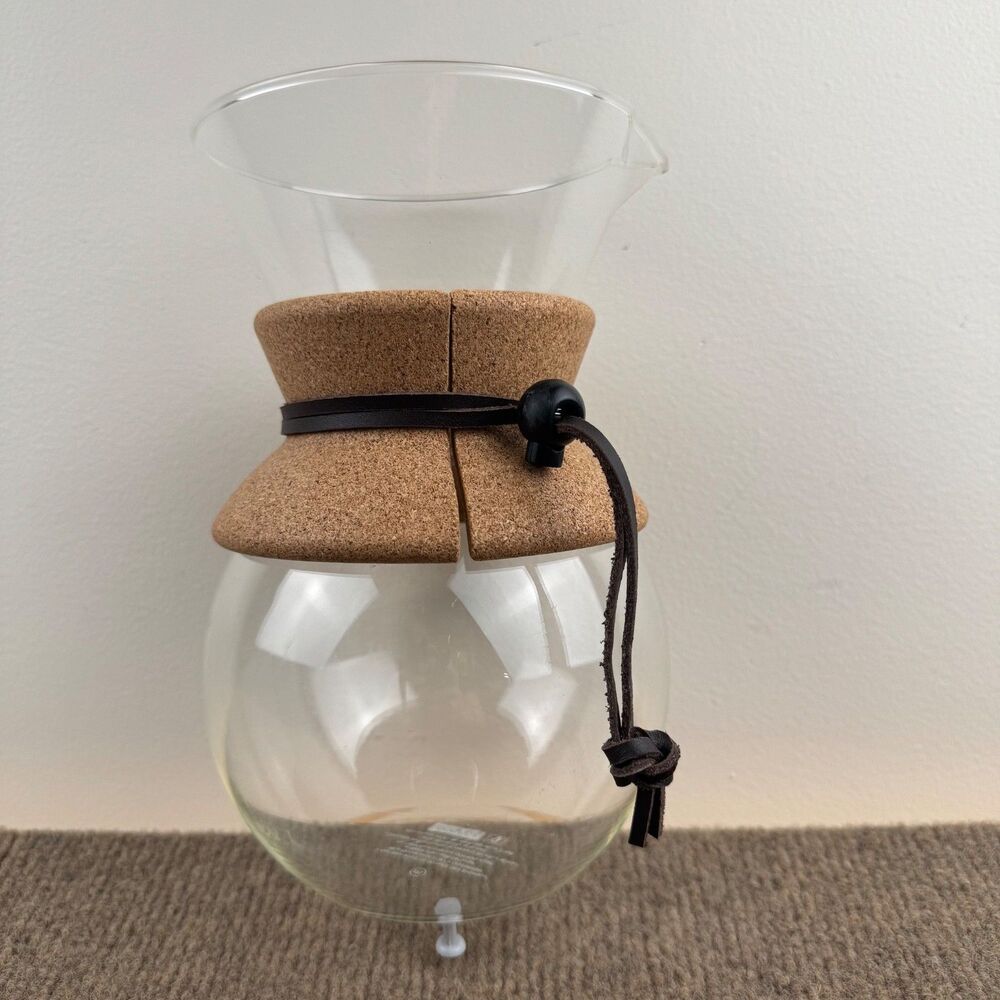 BODUM #157  Glass Pour Over Coffee Carafe Replacement Cork Band 8" NO FILTER